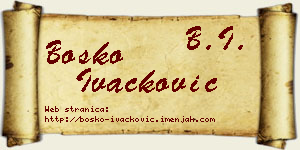 Boško Ivačković vizit kartica